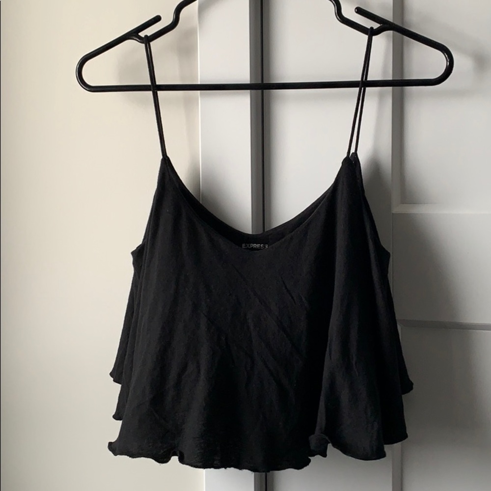 💙3/$30 EXPRESS women’s black ruffle crop top